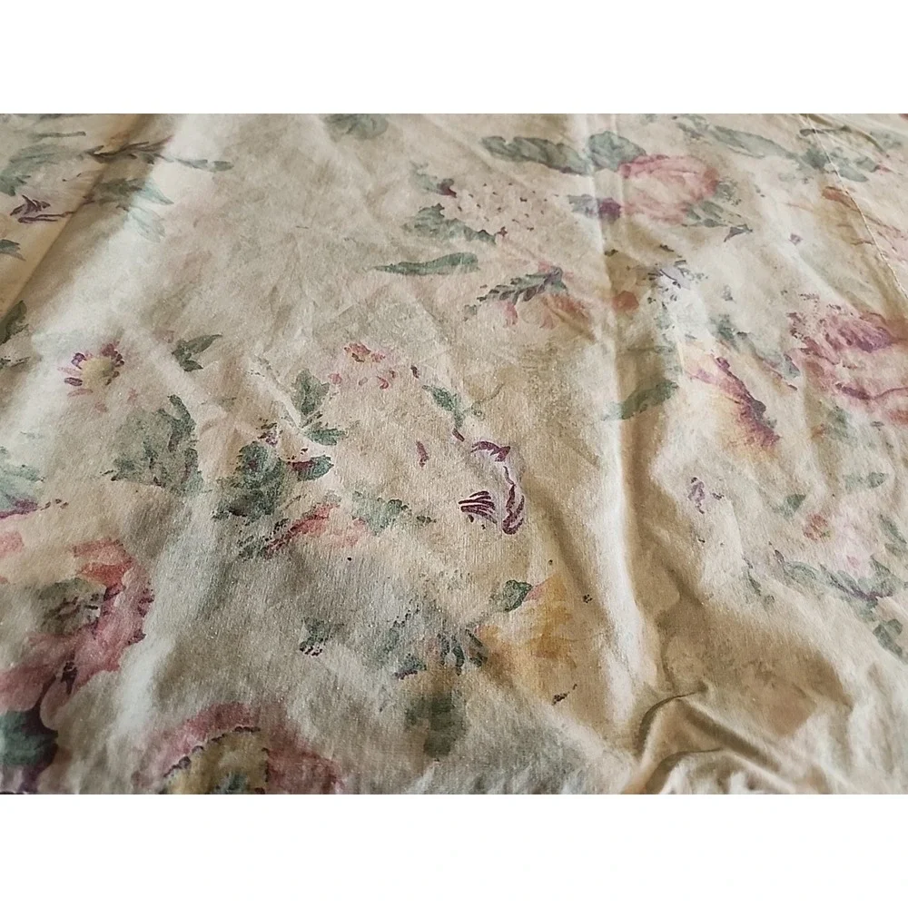Vintage Ralph Lauren Francesca Tea Stain Pink Green Floral KING Pillowcase
